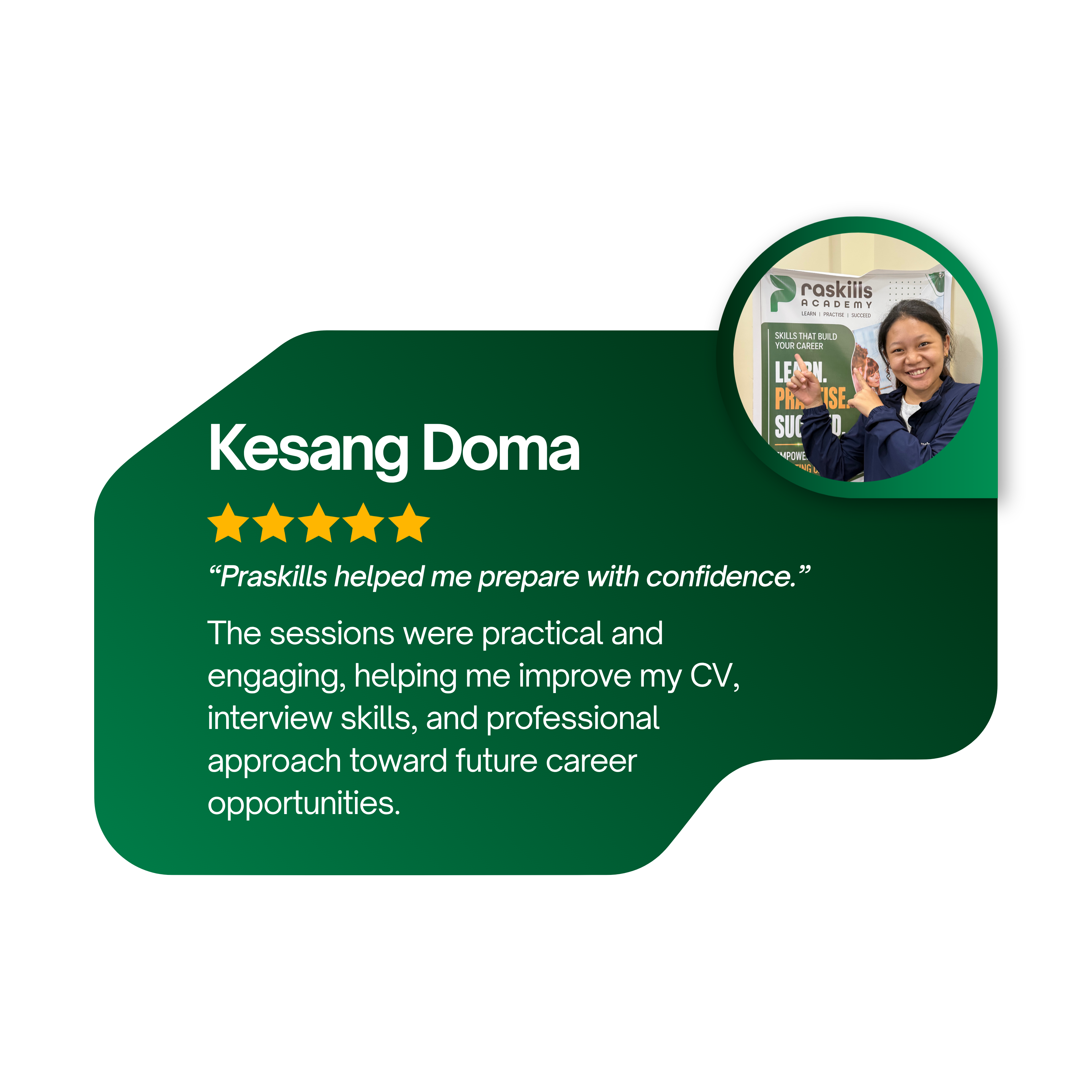 Testimonial from Kesang Doma: 